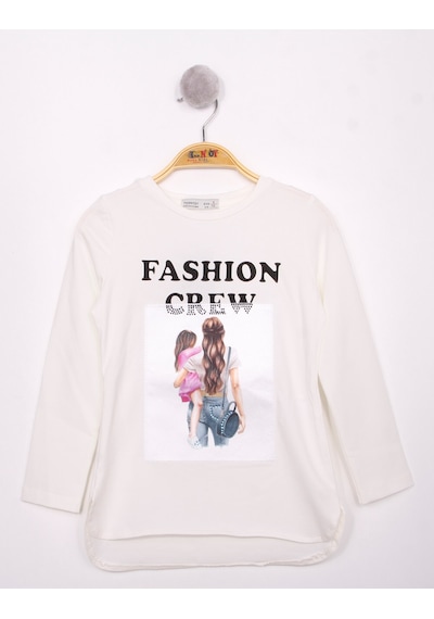 Toontoy Kids Toontoy Kız Çocuk Fashion Baskılı Tişört Ekru