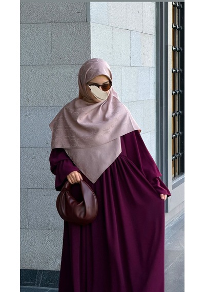 Qalortex Scarf Premium Jakarlı Mira B.boy Eşarp -gül Kurusu