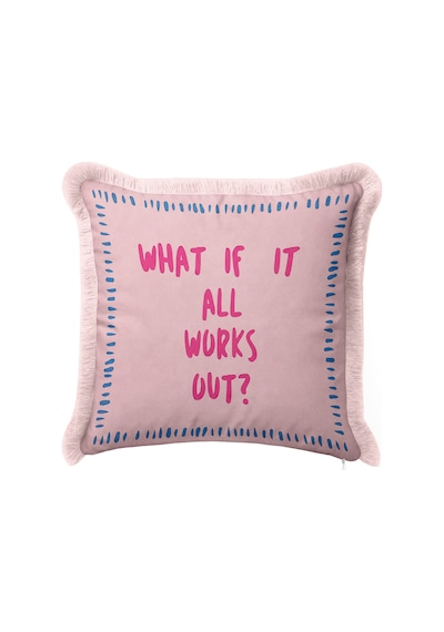 Pop Art Motto Yazılı Saçaklı Yastık Kılıfı - Eğlenceli Genç Odası Pembe Krem Püsküllü Kırlent Kılıfı Yalın Düş Opal Pop Art Motto Yazılı Saçaklı Yastık Kılıfı - Eğlenceli Genç Odası Pembe Krem Püsküllü Kırlent Kılıfı Yalın Düş Opal