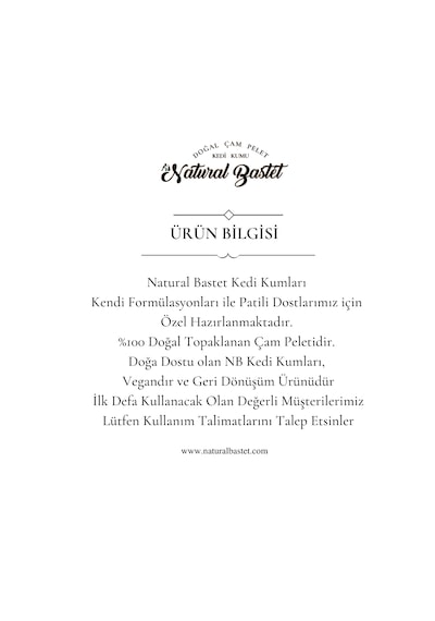 Natural Bastet Topaklanan Çam Pelet Kedi Kumu 10 Litre