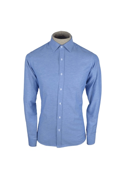 Cengiz İnler Standart Yaka Dokulu Cepsiz Slim Fit Erkek Gömlek 001