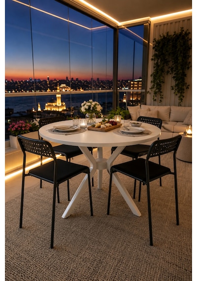 Beyaz 4 Kişilik Minderli Balkon Takımı, Balkon Masası, Balkon Sandalyesi, Yuvarlak Masa, Yemek Masası, Mutfak Masa Sandalye Takımı, 4 Sandalye 1 Ma Beyaz/beyaz-siyah Beyaz 4 Kişilik Minderli Balkon Takımı, Balkon Masası, Balkon Sandalyesi, Yuvarlak Masa, Yemek Masası, Mutfak Masa Sandalye Takımı, 4 Sandalye 1 Ma Beyaz/beyaz-siyah