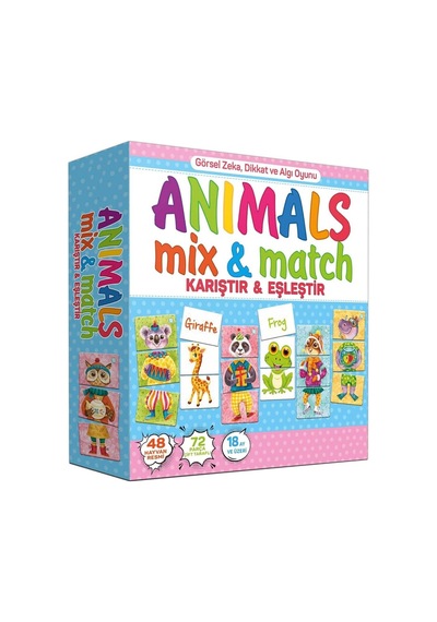 Premium Kutulu Eğitici Öğretici Animals Mix & Match Eşleştirme El Göz Koordinasyon Motor Beceri Oyun