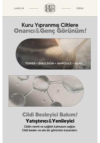 Lamelin Salyangoz Mukus Filtratı İçeren Onarıcı Büyük Boy Krem Lamelin Snail 4 in 1 Cream 100 ML