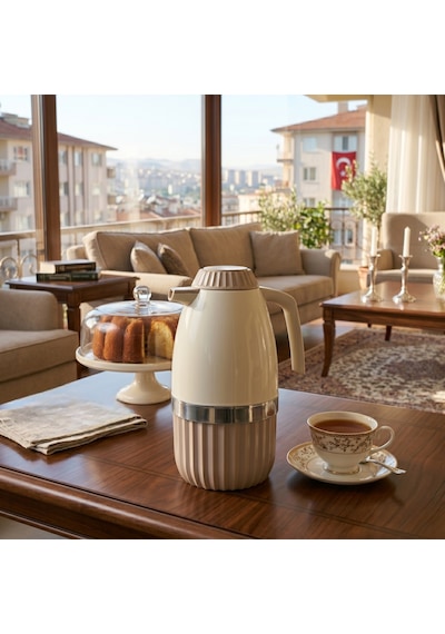 Yeni Nesil Png-7008 İçi Cam Termos 2 Litre Bej Renk