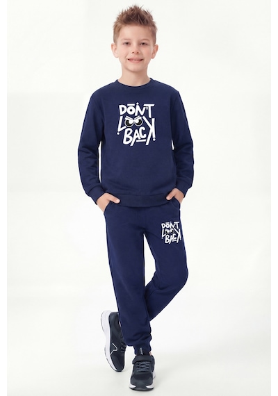 Fyk Kids 3'lü Yuvarlak Yaka Baskı Detaylı 6 Parça Erkek Çocuk Eşofman Takımı Füme - Lacivert Fyk Kids 3'lü Yuvarlak Yaka Baskı Detaylı 6 Parça Erkek Çocuk Eşofman Takımı Füme - Lacivert