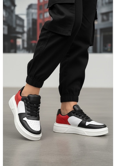 Ayk's Beyaz Siyah Bağcıklı Cilt Hafif Unisex Sneaker Aper 049 G Beyaz-siyah-kırmızı Ayk's Beyaz Siyah Bağcıklı Cilt Hafif Unisex Sneaker Aper 049 G Beyaz-siyah-kırmızı