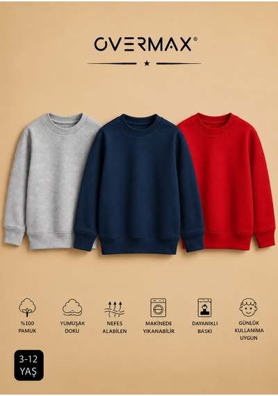 Overmax 3 Lü Çocuk Kapüşonsuz Sweatshirt Seti 3-12 Yaş Gri-lacivert-kırmızı - 920220367 Gri-lacivert-kırmızı Overmax 3 Lü Çocuk Kapüşonsuz Sweatshirt Seti 3-12 Yaş Gri-lacivert-kırmızı - 920220367 Gri-lacivert-kırmızı