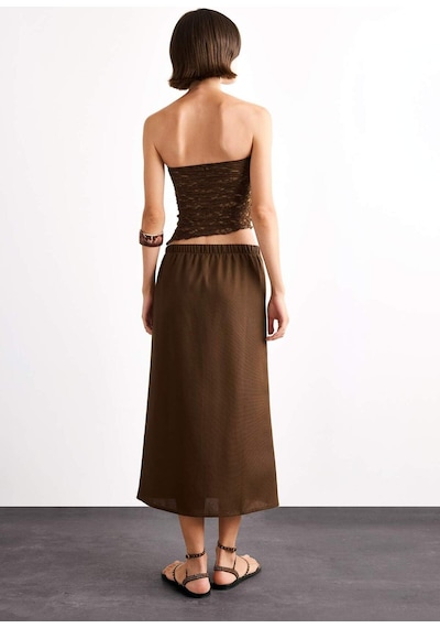 Defacto Relax Fit Beli Lastikli Dokuma Midi Etek G0437ax25smbn214 Kahve