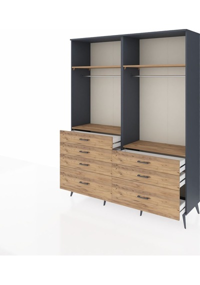 Hyperion Gardrop 4 Raflı 7 Çekmeceli 2 Askılı 176x44x221 Antrasit-çam Çam Hyperion Gardrop 4 Raflı 7 Çekmeceli 2 Askılı 176x44x221 Antrasit-çam Çam