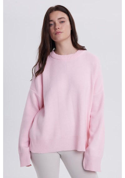 Tudors Kadın Oversize Geniş Kesim Bisiklet Yaka Pembe Kazak-41723 Pembe