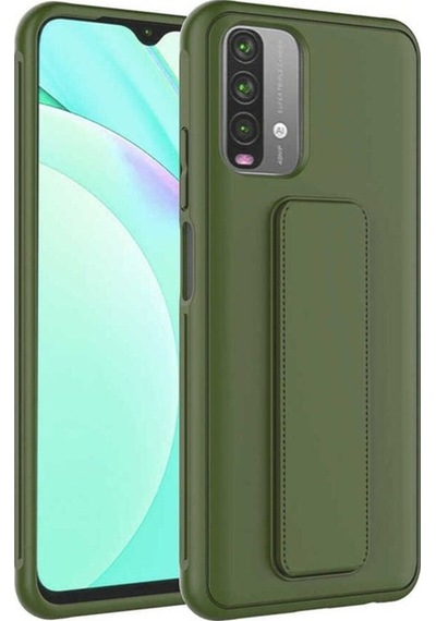 Xiaomi Redmi Note 10s Kılıf Zore Qstand Kapak Koyu Yeşil