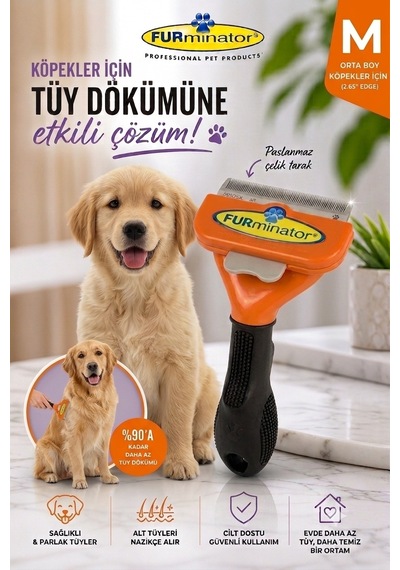 Furminator Uzun Tüylü Köpekler İçin Tüy Tarağı Medium