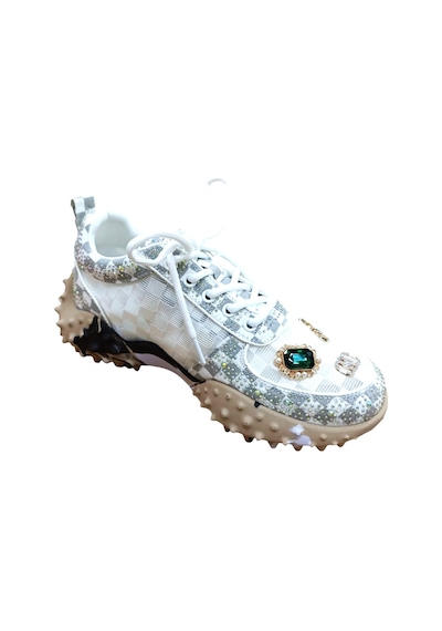 Guja 25y338-9 Kadın Taşlı Sneaker Ayakkabı Beyaz Siyah