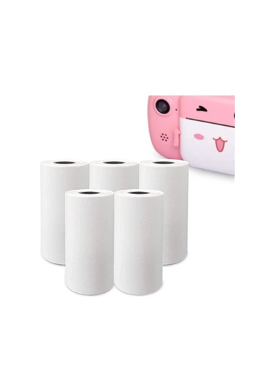 Çocuk Kamera Baskı Kağıdı, 5 Li Rulo 57x25mm Çekirdekli Fotoğraf Baskı Termal Kağıt Rulo Çok Renkli