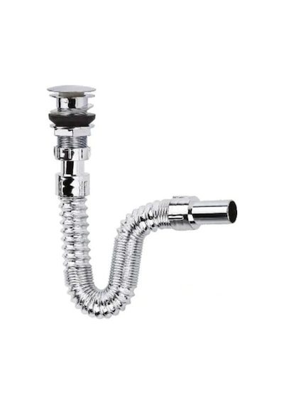 Pop Up Krom Bas Aç Koku Stoplu Lavabo Gider Sifon Krom