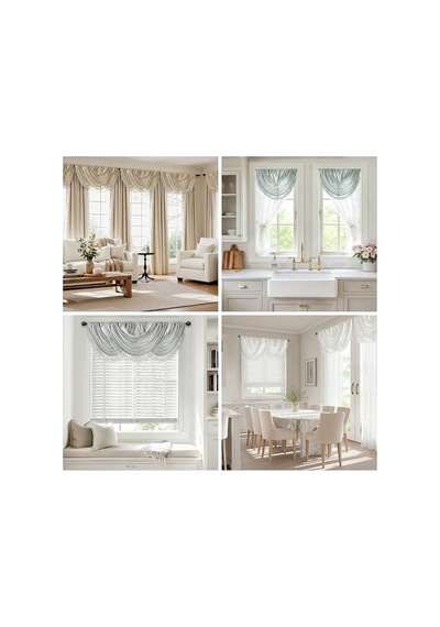 Süslü Çubuk Cepli Farbala - Pencere Için Ipek Farbala - Salon Için - 38x46 - Bronz Çok Renkli