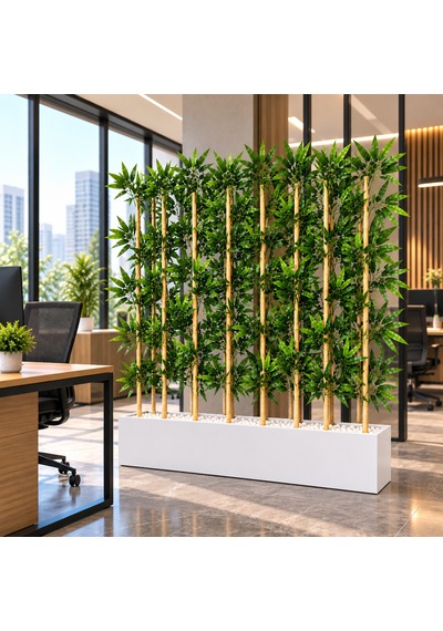 100 Cm Mdf Saksıda 10 Adet 150 Cm Bambu Separatör Beyaz Saksı