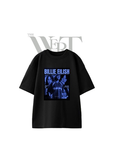 Thewert Billie Eilish Tasarım Baskılı Ünisex Siyah Oversize T-shirt