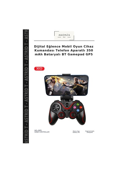Dijital Eğlence Mobil Oyun Cihaz Kumandası Telefon Aparatlı 350 Mah Bataryalı Bt Gamepad Gp5