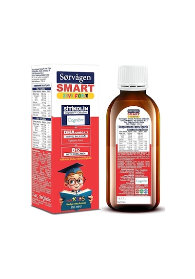 Kids Sıvı Form - Sitikolin Dha Omega 3 Norveç Balık Yağı Ve B12 - 150 Ml