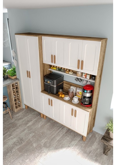 Flora Flr10190 Bohem Kahve Köşesi 10 Kapaklı Mdf Mebran Kapaklı Mutfak Dolabı Çok Amaçlı Dolap Aytaşı Ceviz Flora Flr10190 Bohem Kahve Köşesi 10 Kapaklı Mdf Mebran Kapaklı Mutfak Dolabı Çok Amaçlı Dolap Aytaşı Ceviz