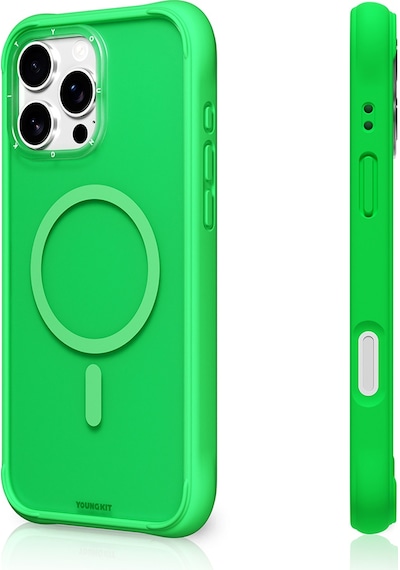 Apple Uyumlu iPhone 16 Pro Max Kılıf M-safe Şarj Özellikli Youngkit Macaroon Serisi Kapak Yeşil