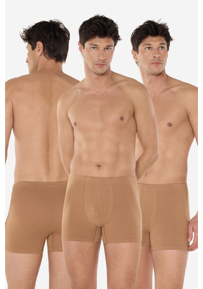 Malabadi Erkek Görünmez Boxer Cappuccino 3'lü Paket Likralı Modal Iç Göstermeyen Boxer Mb58