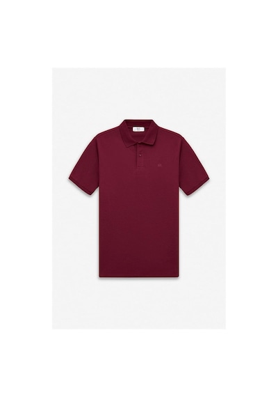 Süvari Koyu Bordo Regular Düz Nakışlı Pike Düğmeli Polo Yaka Tişört Ts1014000473-k09