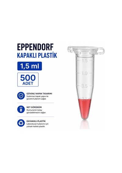 Eppendorf Kapaklı Plastik 1,5 Ml - 500 Adet
