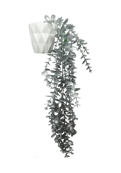 Gümüş Okaliptus 45 Cm New Collection Beyaz Elmas Saksıda Yapay Sarkan Bitki Gri