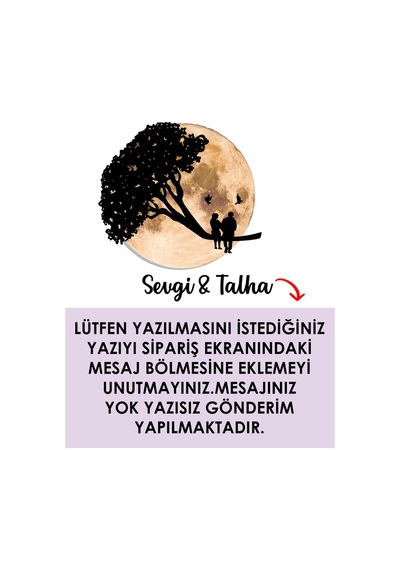 Kişiselleştirilebilir Led Işıklı Epoksi Cam Katmanlı Tablo Linda Sevgili Dolunay Sarı - 737866210 Sarı