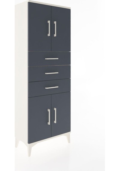 Arges Dolap 3 Raflı 3 Çekmeceli 4 Kapaklı 60x30x163 Aytaşı-antrasit Aytası