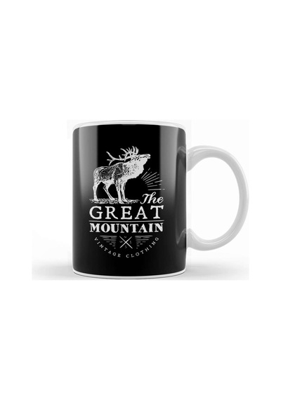Retro Animal Stag Great Mountain Vintage Clothing White Kupa Bardak Porselen Karışık