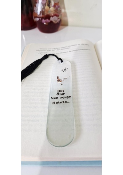 Kitap Ayracı, Şiir Temalı, Siyah Püsküllü, Şeffaf Reçine