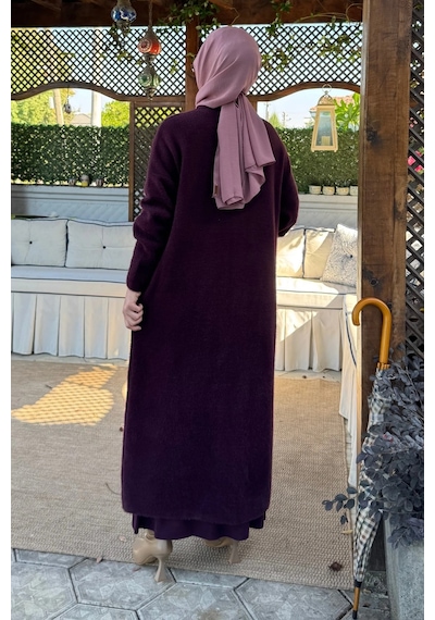 Rabia Şamlı Yakut Angora Triko Kap Mürdüm Normal