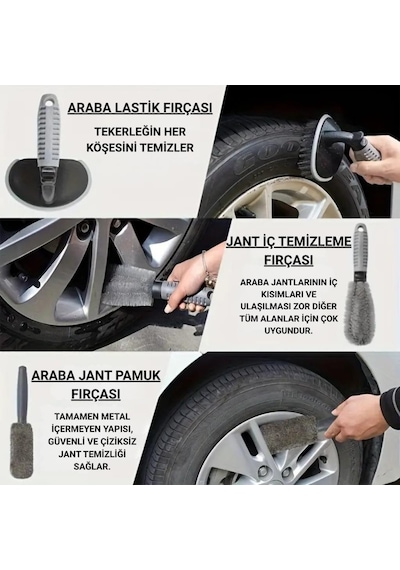 Polham Profesyonel 6 Parçalı Araba, Motorsiklet İçin Detaylı Araç Temizlik Ve Bakım Seti, İç Ve Dış Bakım Seti