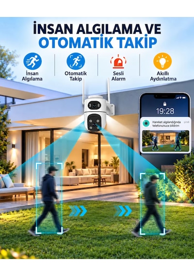 İcsee Dual Lens 6mp Wifi Akıllı Kamera , Yapay Zeka, Gece Görüş, Karşılıklı Konuşma