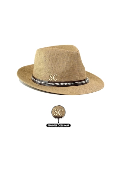 Twingold İsme Özel Hasır Fötr Şapka - Ab01006 - Camel Camel