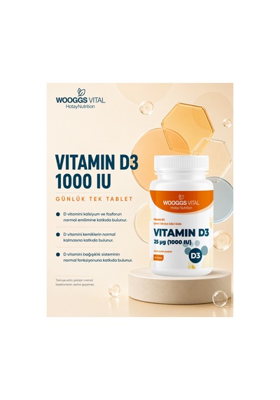 D3 Vitamin 1000 Iu 25 Μg Takviye Edici Gıda - 60 Tablet