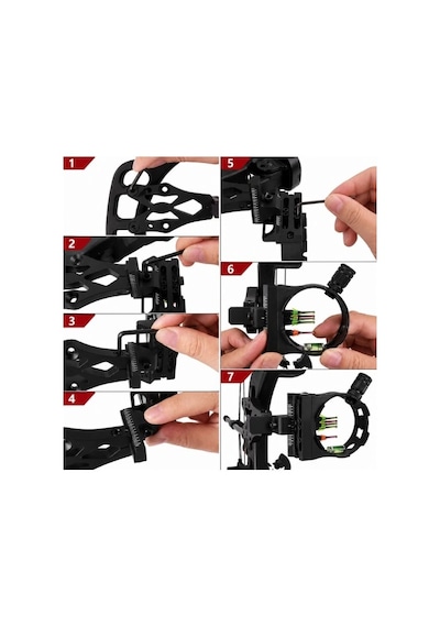 5 Pin Fiber Optik Led Işıklı Okçuluk Yay Nişangahı