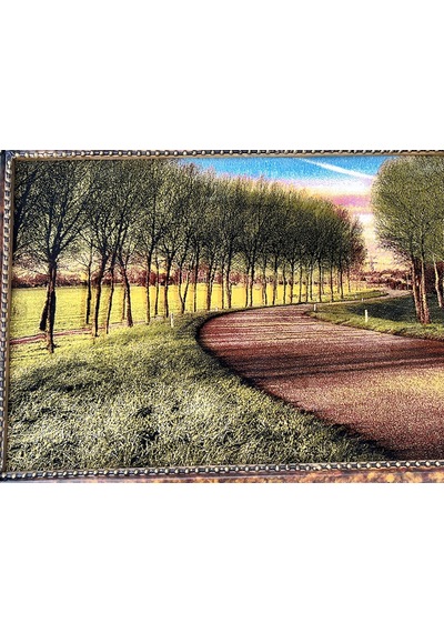 Sessiz Hatıralar Yolu Adlı İran Tebriz Halı Tablo 123x73cm - Duvar Halı Kilim Tablo
