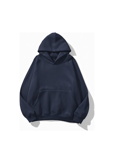 Uyguntarz Unisex Yumuşak Dokulu Düz 3 İplik Oversize Sweatshirt Sade Ve Modern Görünüm İndigo