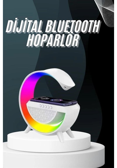Hubrendy Tekno Bluetooth Hoparlör G Şekli Atmosfer Akıllı Rgb Lamba Wireless Kablosuz Şarj