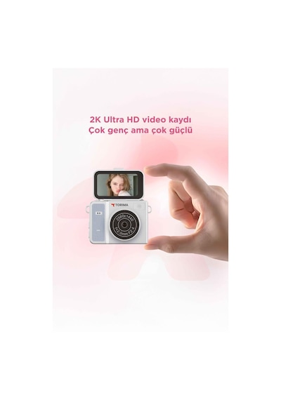 Mini Dijital Kamera 2k Flip Ekranlı Selfie Video Vlog Kamerası Cmr46 Mavi Mavi