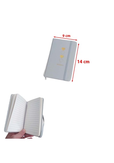 80 Yaprak Çizgili A6 Not Defteri Lastikli 5 Orta Küçük Bloknot Ebat: 14 Cm X 9 Cm Gri
