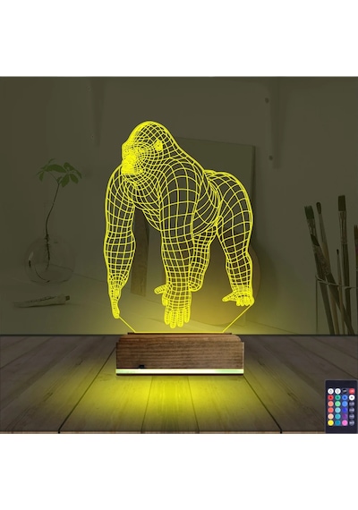 Luvivia Goril Gorilla 3d Lamba - Masa Gece Lambası Şeffaf