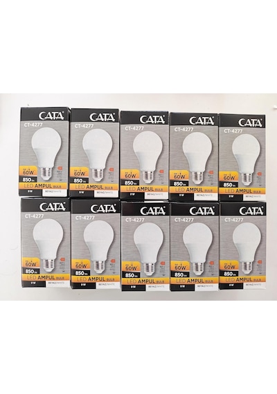 Cata Ct-4277b Led Ampul, 9 W, 730 Lm, Beyaz Işık 10 Lu Paket Diğer
