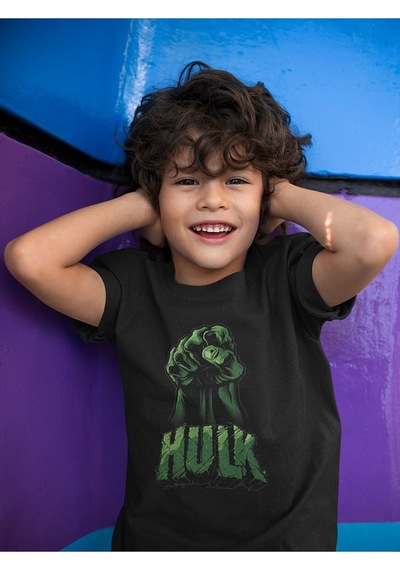 Sevbano Tasarım Hulk Baskılı Unisex Avengers Film Çocuk Tişört 1-12 Yaş SIYAH