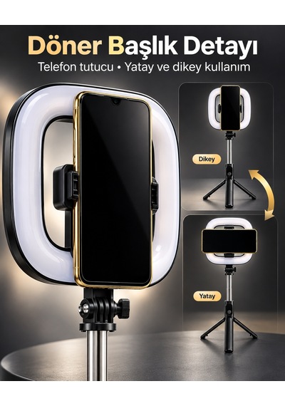 Shnstore Type C Şarjlı Rgb Halka Işık Manyetik Telefon Tutuculu Fotoğraf Ve Video Standı Shntknd0720